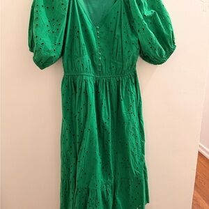 American Rag Cie - Elegant Green Midi Eyelet Dress Size L